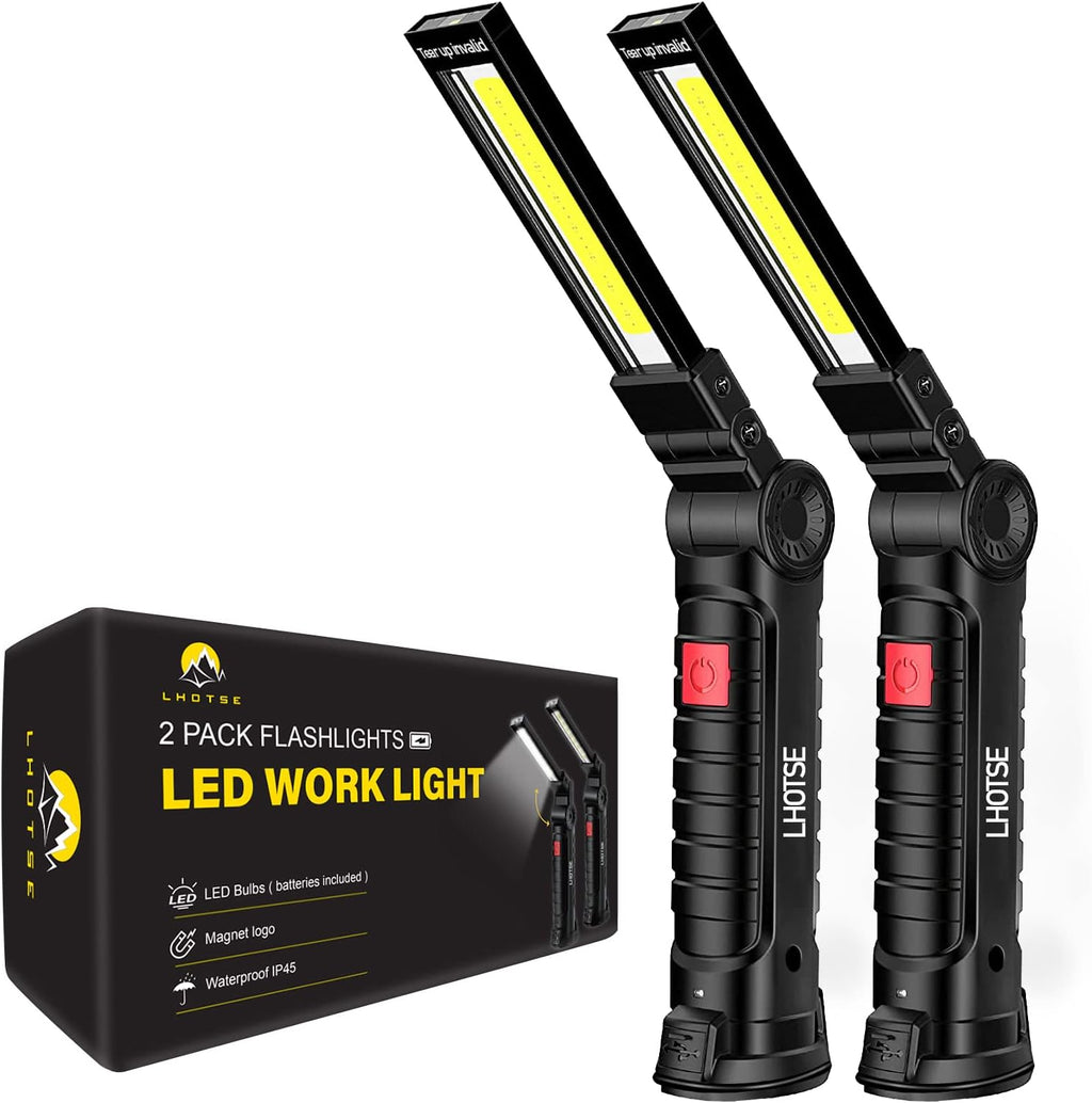 Tool Gifts for Men Dad Him, Rechargeable Work Lights, LED Work Light with Magnetic Base & Hanging Hook, 360°Rotate