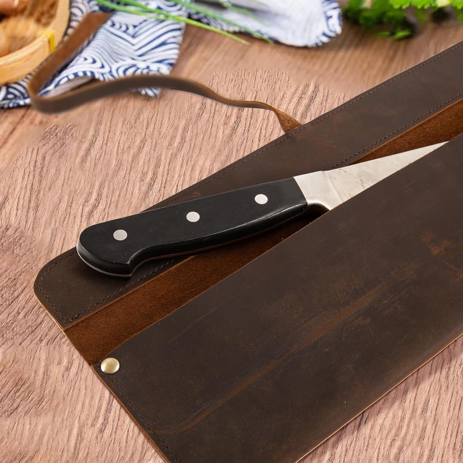 Leather Chef Knife Sheath,Single Chef Knife Case Bag Roll for Traval,Sheaths for Chef's Kitchen knives,Tool Organizer