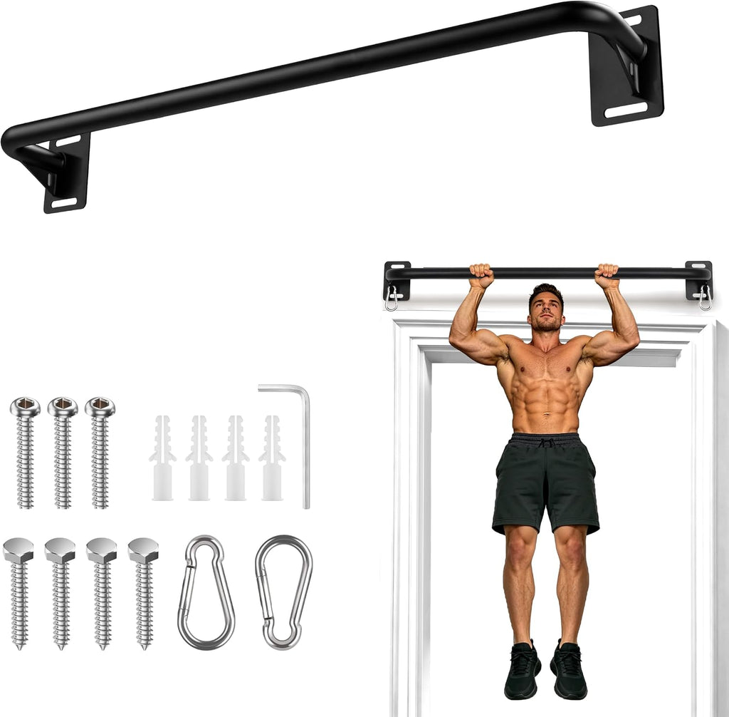 Wall Mount Pull Up Bar, Heavy Duty Alloy Steel Hanging Bar for Exercise, Multi-Functional Doorway Pull Up Bar for