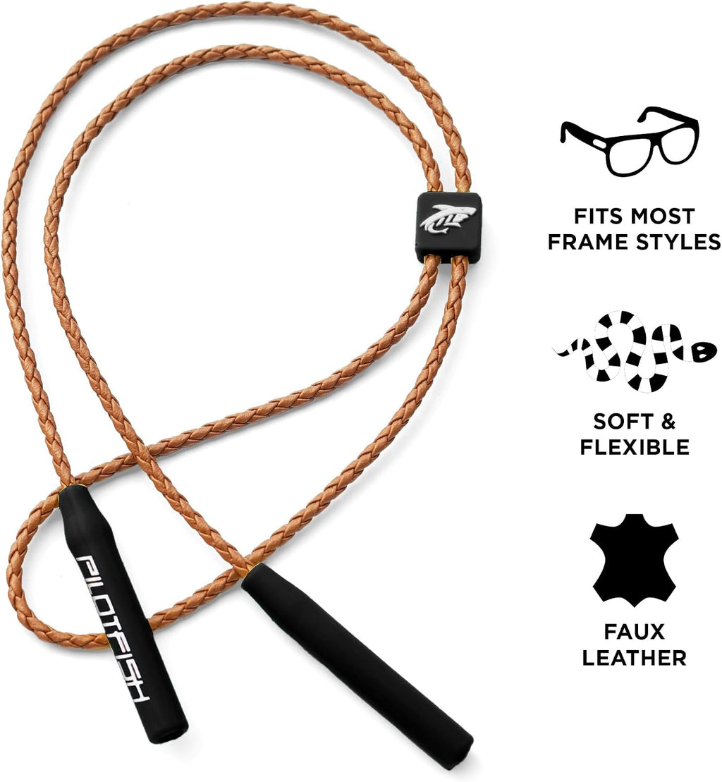 Leather Sunglasses Strap - Glasses Retainer Cord for Men or Women, Secure Chain Eyeglass or Sunglass Holder