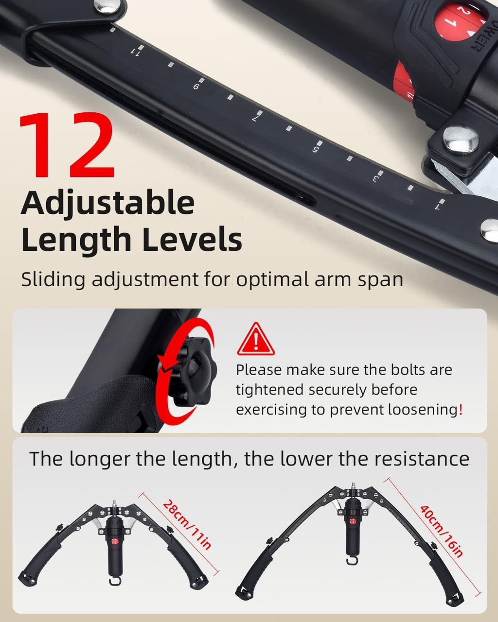 Twister Arm Exerciser, Enhanced Hydraulic Power Chest Expander with AB Rollers, 22-440LBS Adjustable Resistance Home