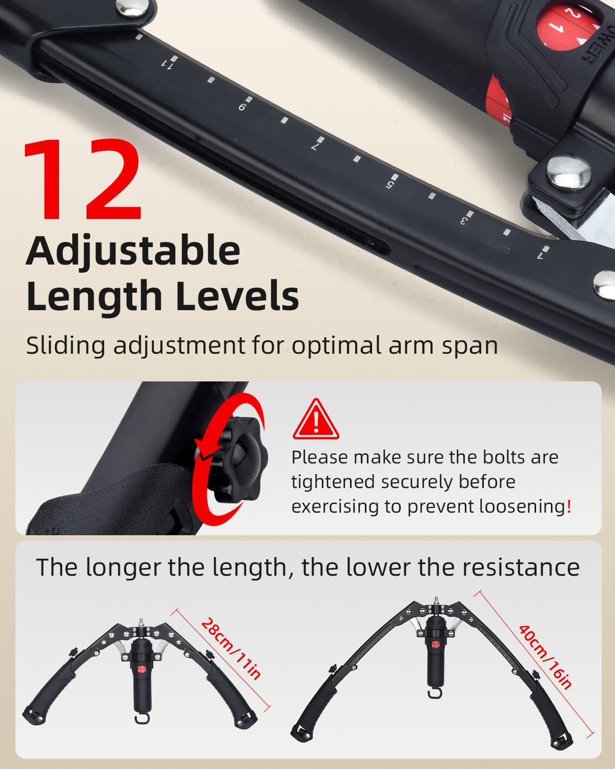 Twister Arm Exerciser, Enhanced Hydraulic Power Chest Expander with AB Rollers, 22-440LBS Adjustable Resistance Home