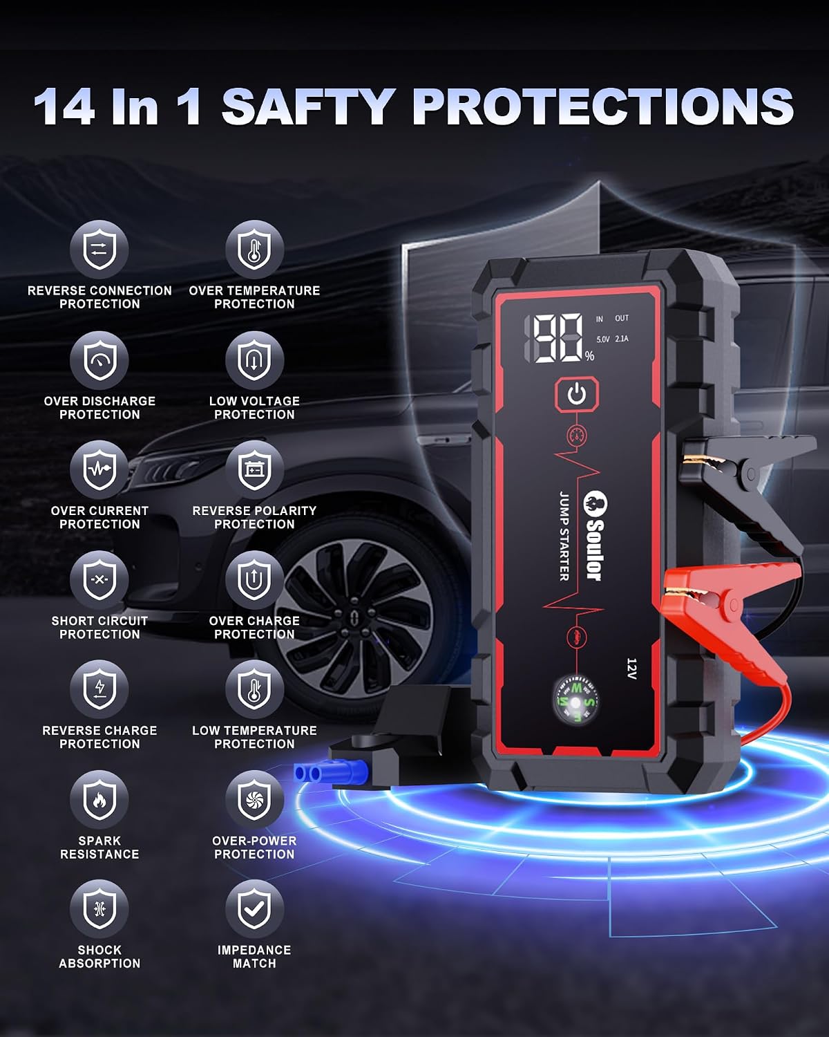 Car Battery Jump Starter Battery Jumper Starter Portable 6000A