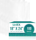 18" x 24" (100 Count) Open End Flat Top - 4-Mil Super Heavy Duty Clear Poly Bags for Packaging, Shipping, Storage &