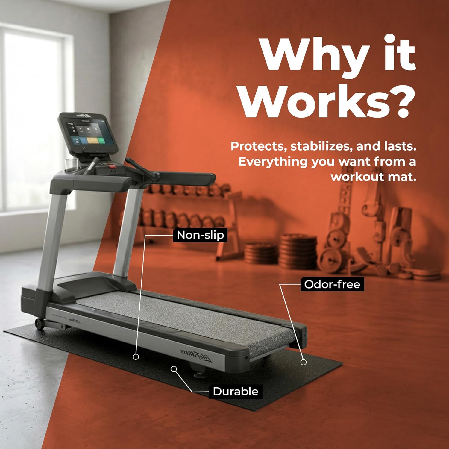 Heavy Duty Equipment Mat 11GS Made in U.S.A. for Large Treadmills Ellipticals Rowers Rowing Machines Recumbent Bikes