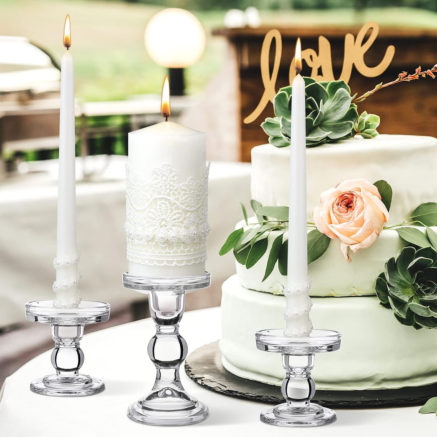 Unity Candles for Wedding Ceremony with Holder,Classic Style