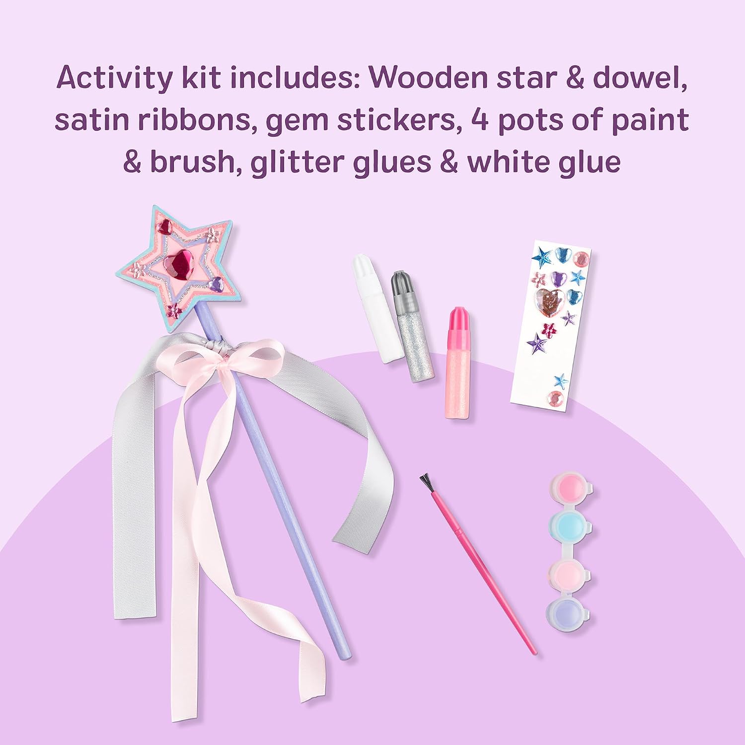 Created By Me! Paint & Decorate Your Own Wooden Princess Wand Craft Kit, Pink Princess Crafts Great for Rainy Days