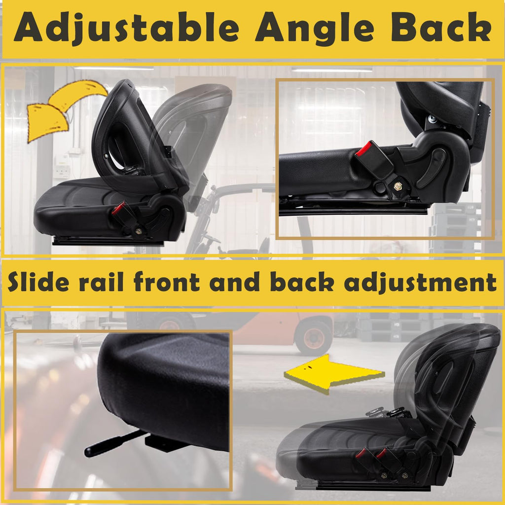 SEATIN Universal Forklift Seat W/Switch,Retractable Safety Belt fits Toyota Forklift Aftermarket,Tractor,Skid Loader,Excavator,Dozer,Backhoe,Telehandler,UTV,ATV