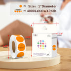 4 Rolls 4000PCS 1 inch Round Color Coding Circle Dot Labels, Orange Color- Coding Label Sticker for Home Office