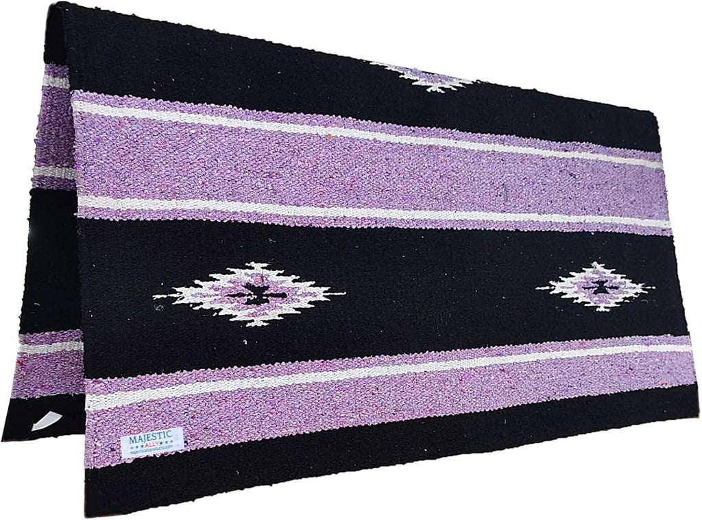 36"x 34" Navajo Design Acrylic Saddle Blanket -2.4 lbs (Purple and Black)