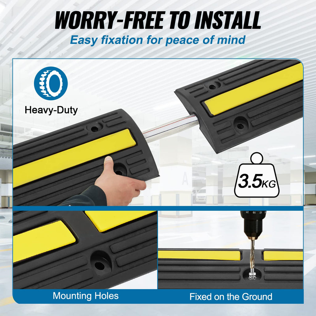 VEVOR 4 Pack Cable Protector Ramp 3.28 ft 1 Channel 18000 lbs/Axle Capacity