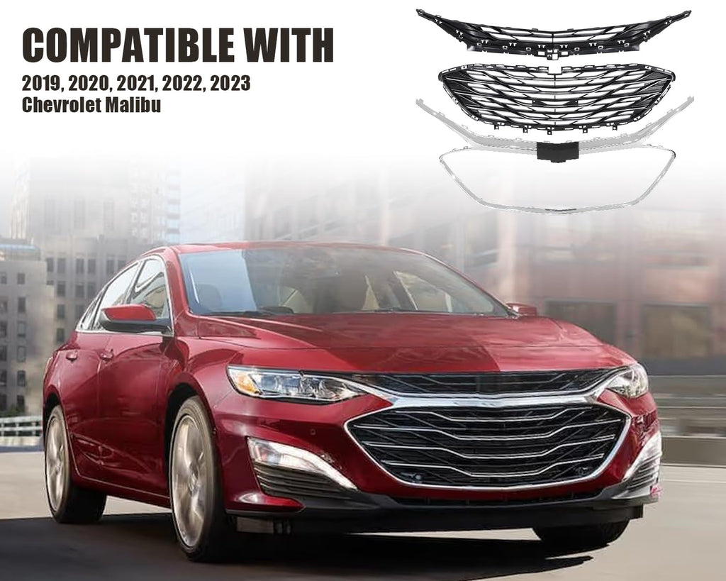 Kspeed 3PCS Front Bumper Grill Grille fit for 2019-2023 Chevrolet Malibu