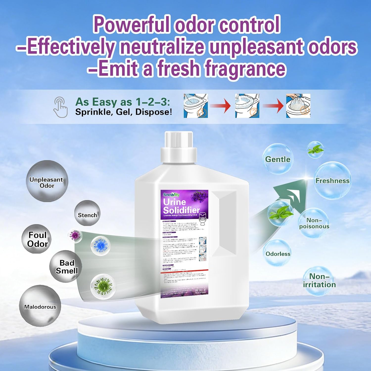 Pee Powder for Camping Toilet Gel,Urine Solidifier Powder Super Absorbent Portable Camping Toilet Deodorizer Liquid