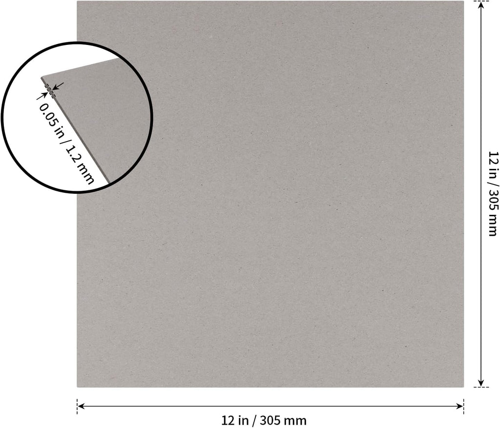 Chipboard Sheets, 12 x 12 Inch, 60 Pack, Gray, 1.2mm Thick