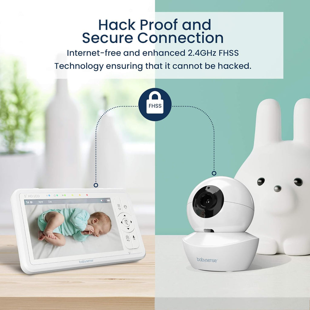 5" HD Non WiFi Split-Screen Baby Monitor, Video Baby Monitor with 2 Cameras and Audio, Night Light, 1000ft Range