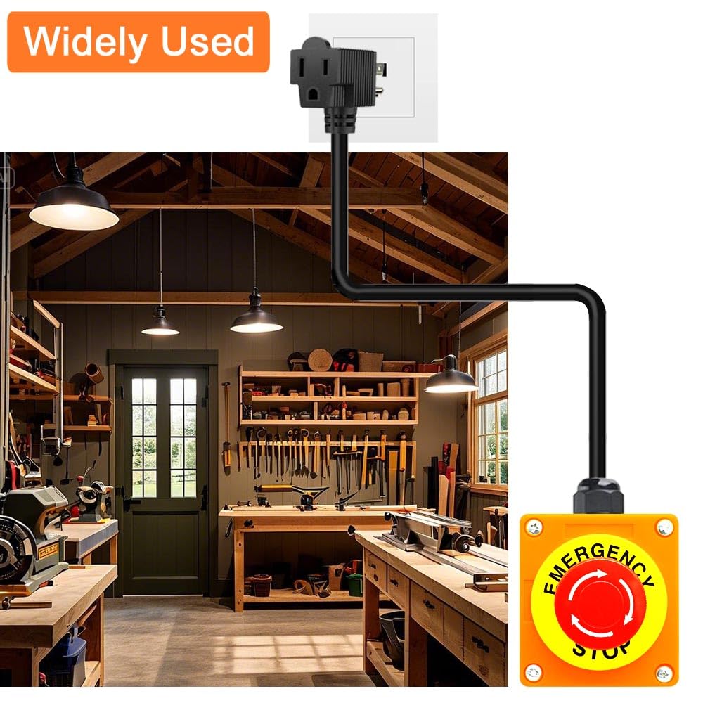 Inline Power Emergency Stop Push Button Switch Piggyback Plug Cable