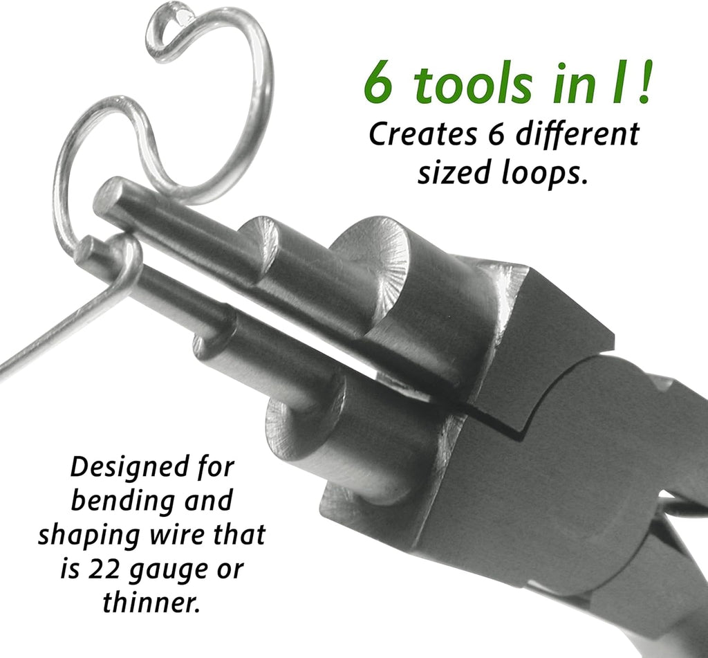 Wire Looping Pliers | Create 6 Sizes (Ranging 2-9mm) of Loops & Jump Rings, 5.5" long (140mm), Polished Steel Head &