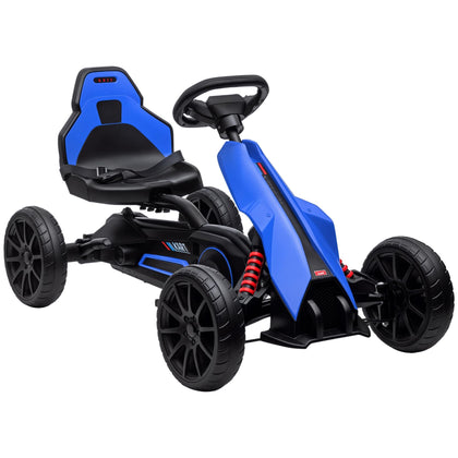 Kids Pedal Go Kart Adjustable Seat Swing Axle Handbrake for 3-8 Blue