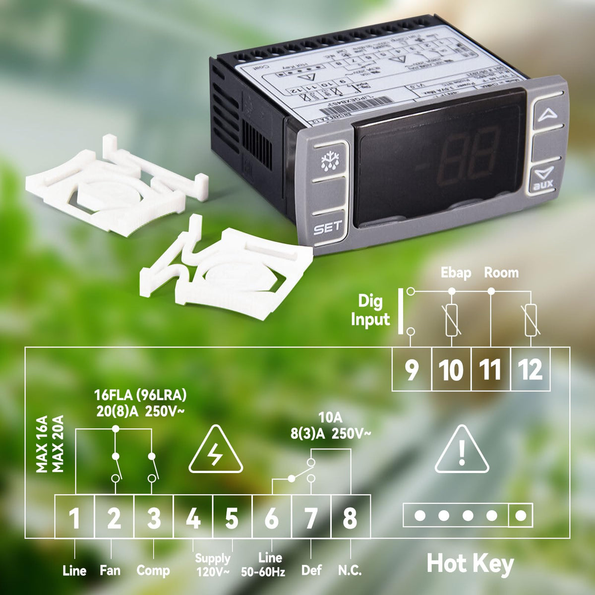 SYWAN XR06CX-4N1F1 Temperature Controller for 120V 50-60hz Commercial Refrigerators/Freezer, with Programmable Temperature Controller Temperature Sensing Probe