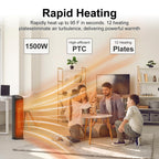 Space Heater for Indoor Use - 24 inches 1500W Ceramic Heater with Remote Control, 12 Hour Timer, Oscillation, LED