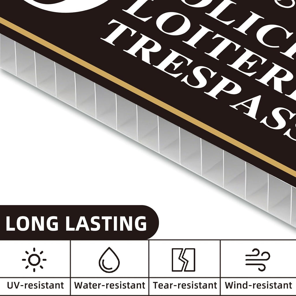 Private Property No Soliciting Sign for House, No Soliciting Yard Sign, 2-Pack 14"x7" Double-Sided H-Stake Metal