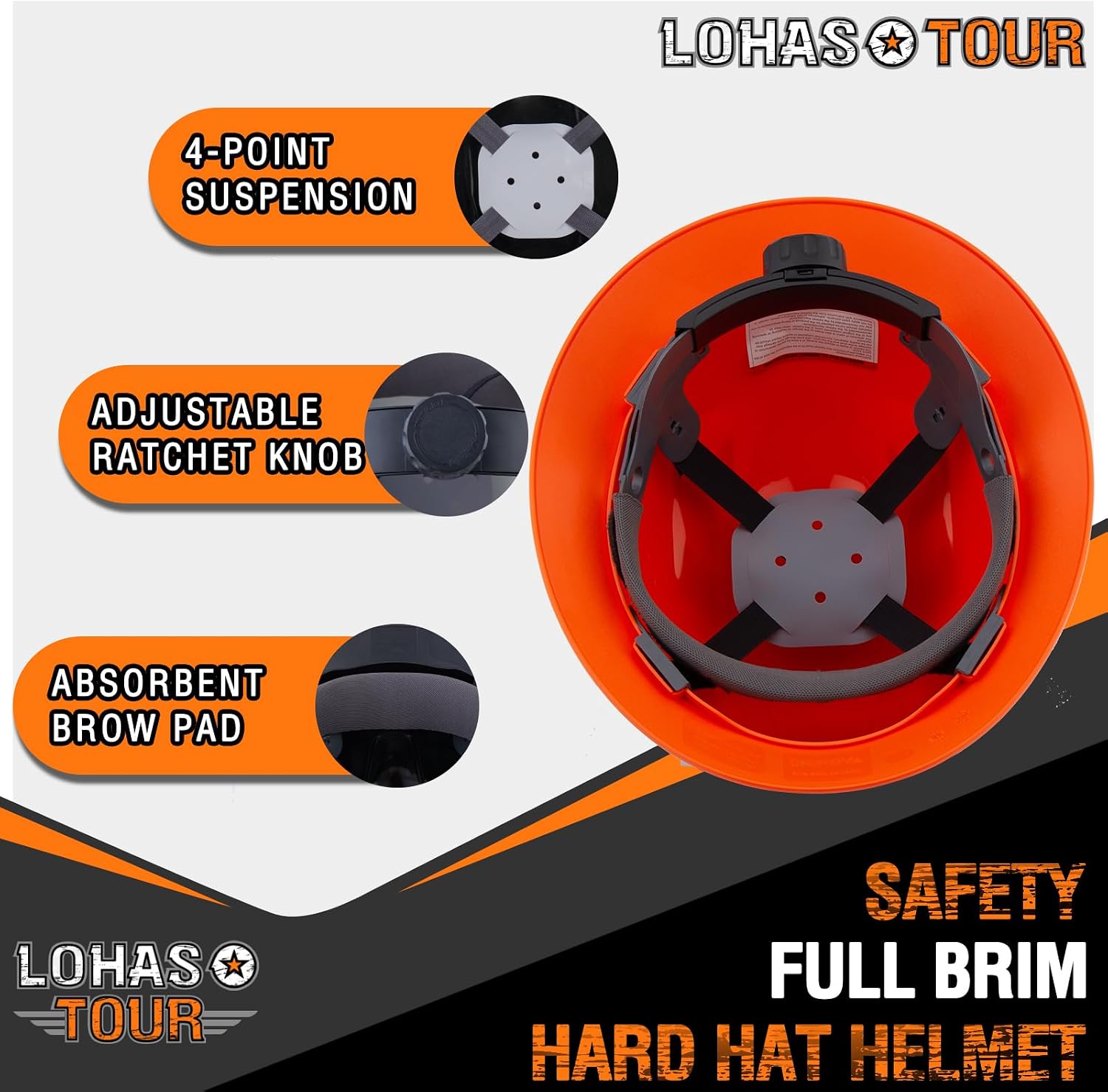 Full Brim Hard Hat Safety Helmet Vented ANSI Z89.1 Approved OSHA Hard Hats Construction Men Women Adult