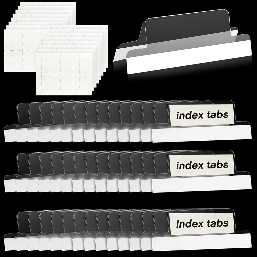 50 Pieces 2 Inch Insertable Self-Adhesive Tabs with Printable Inserts with File Folder Labels Sticky Plastic Index