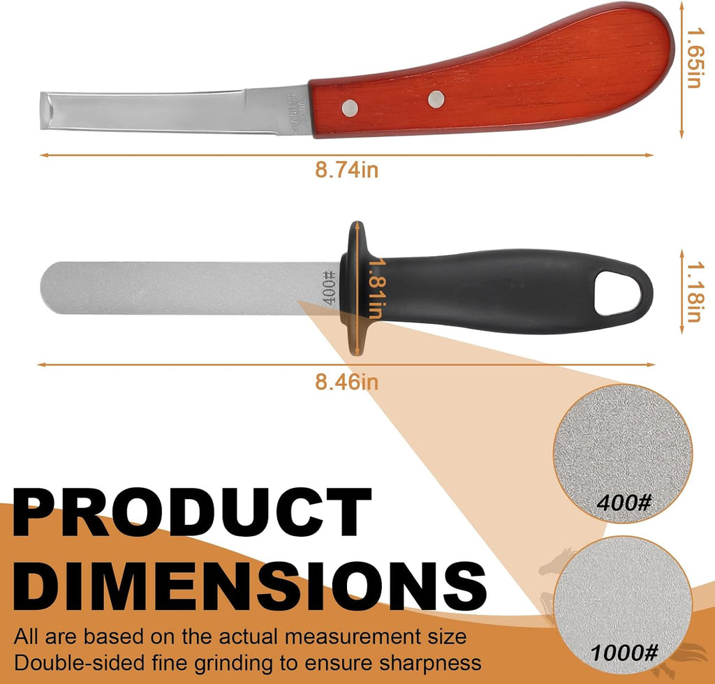 Hoof Knife with Sharpener, Farrier Tools Kits, Horse Goat Hoof Trimmers