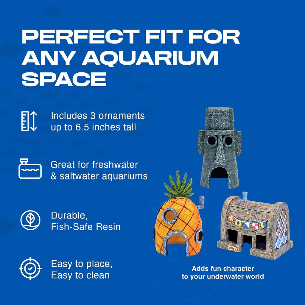 Officially Licensed Spongebob Fish Tank Decorations, 3-Piece Set