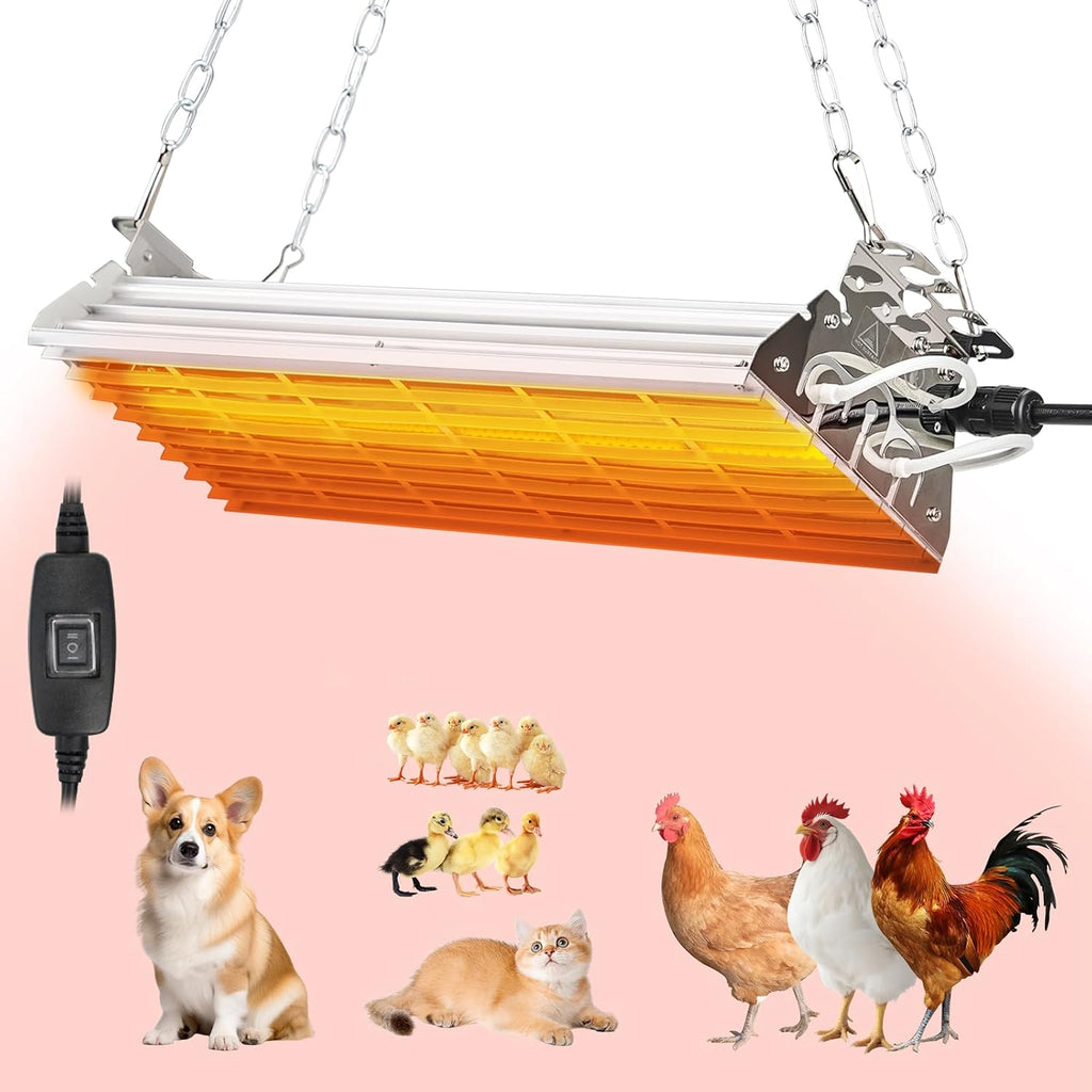 Chicken Coop Heater Large Chicken Heat Lamp, 400 Watt Two-Stage Temperature Chicken Brooder Lamp, Chicken Coop