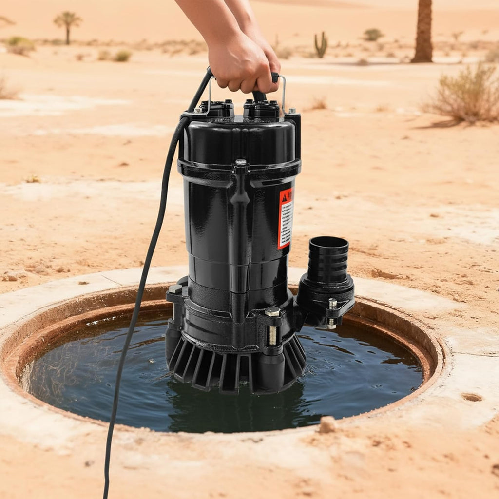 Sewage Pump, 1 HP Submersible Trash Pump 5019 GPH, 3420 RPM, 110V Effluent Pumps for Dirty Water, 59 ft Max Lift for