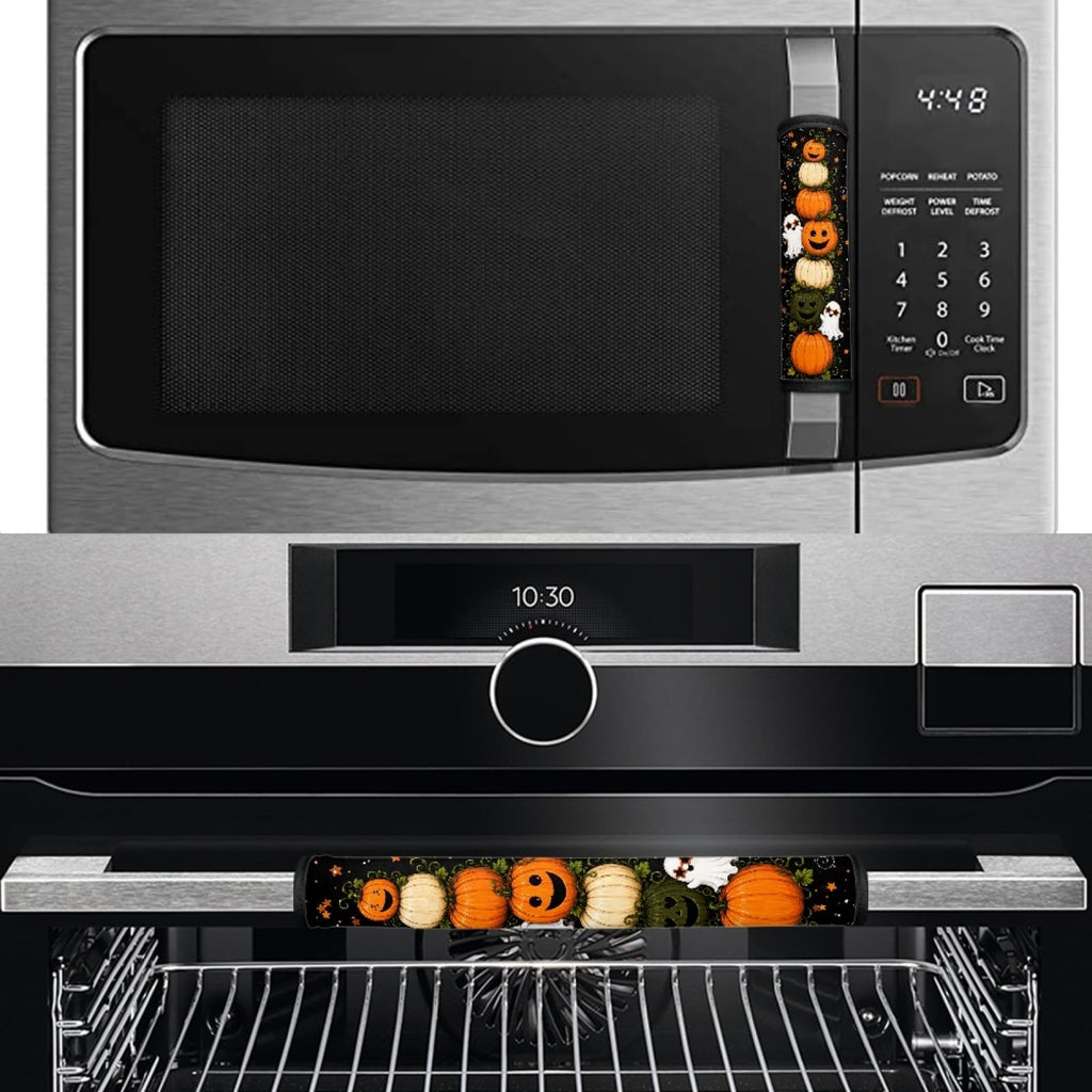 Dreaweet Pumpkin Ghost Halloween Handle Covers for Refrigerator and Oven