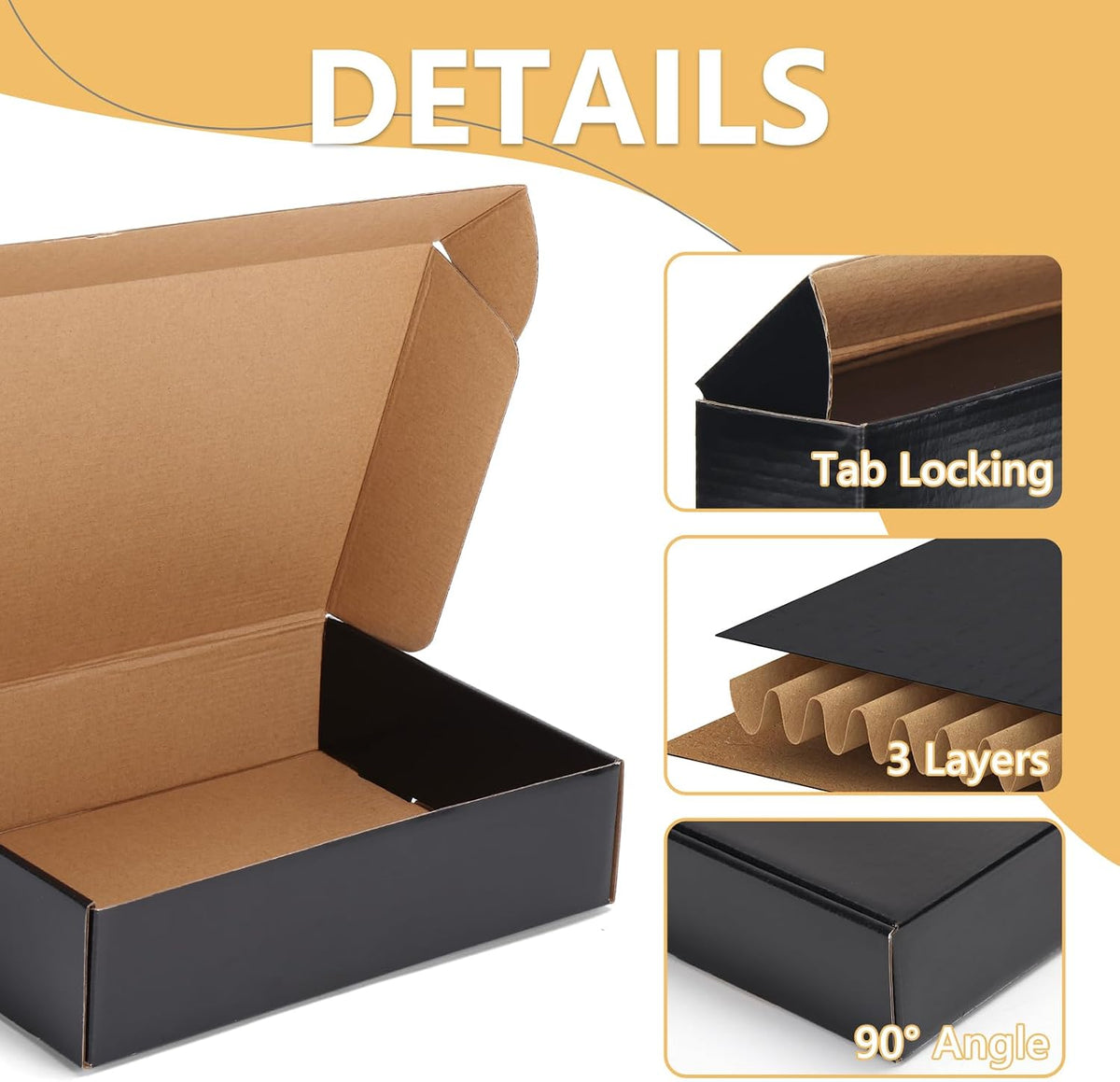 40 Pack 9x6x2 Black Shipping Boxes for Packaging Small Business