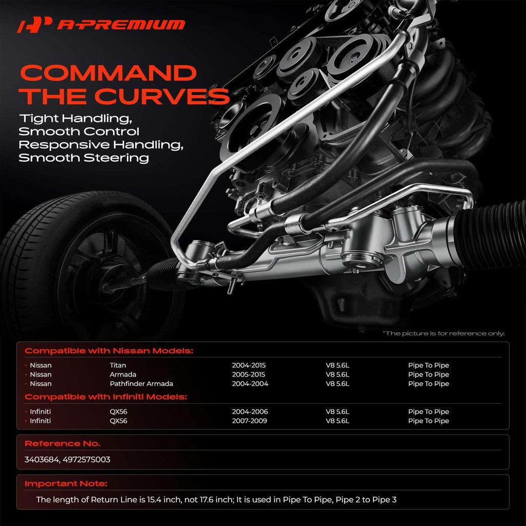 A-Premium Power Steering Return Hose Line Assembly, Pipe To Pipe