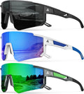 Polarized Sports Sunglasses for Men Women, UV400 Protection Mens Sunglasses Wrap Around Sun Glasses for Cycling Running