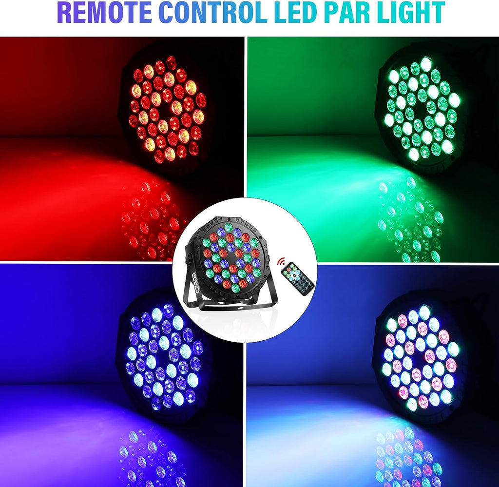 LED Stage Lights 4Pack - Czgor 36W RGB DJ Par Light for Party, Remote & DMX | with Sound Activated Auto Play by