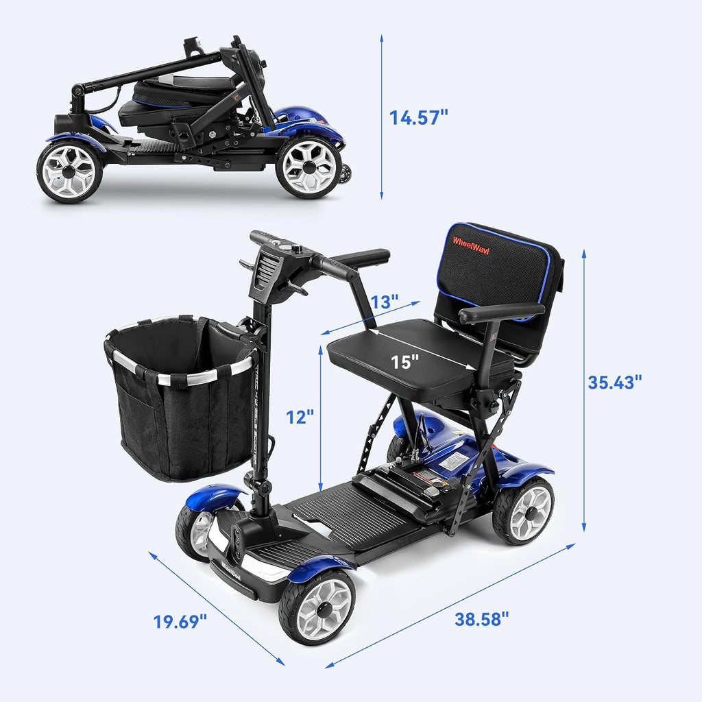 Lightweight Mobility Scooter for Seniors, 20-25 Miles Portable Mobility Scooter for Travel, Removable Lithium