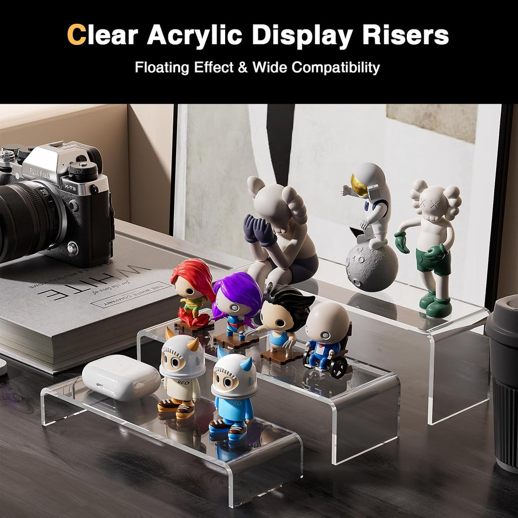 Acrylic Display Risers, 6 Pcs 12" Large Acrylic Risers Stand, 6Pcs 12" Large Acrylic Risers Thickened to 5mm Clear