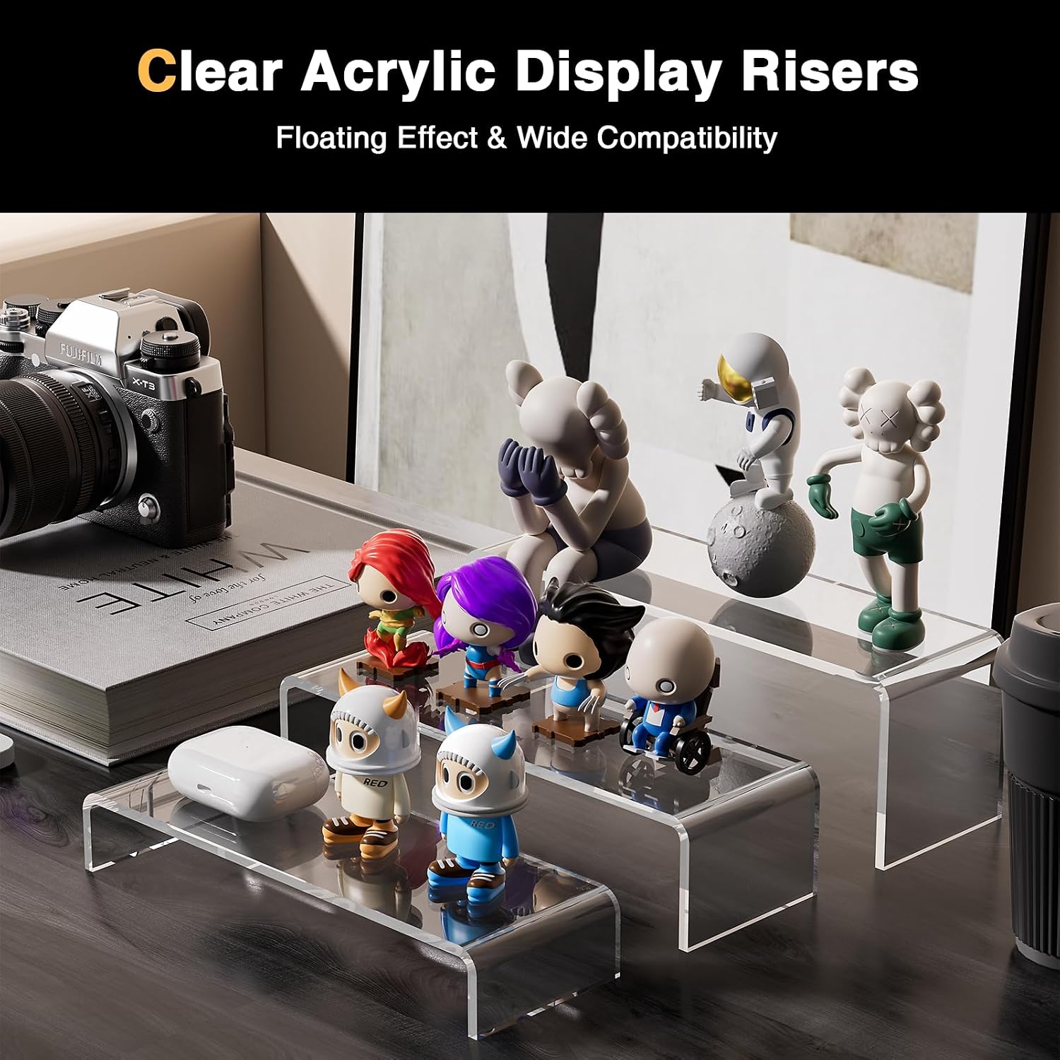 Acrylic Display Risers, 6 Pcs 12" Large Acrylic Risers Stand, 6Pcs 12" Large Acrylic Risers Thickened to 5mm Clear