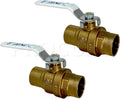 PROCURU 2-Pack 1-Inch Sweat (CxC) Heavy Duty Brass Ball Valve, Full Port, 600 WOG, Certified Safe (3BC100-2P)