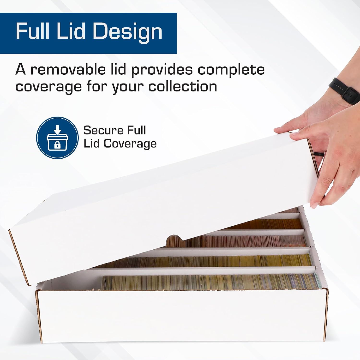 5000-Count Trading Card Storage Boxes with Full Removable Lids, 2 Pack | Each five-row box holds 5,000 trading cards