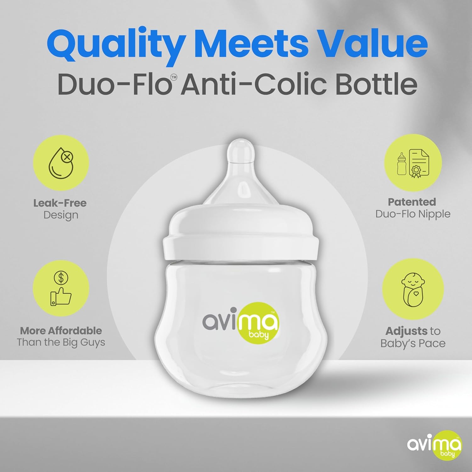Baby 4 oz Anti Colic Baby Bottles for Breastfed Babies - Slow Flow Nipples, Wide Neck Bottle, BPA Free - Newborn 0-3
