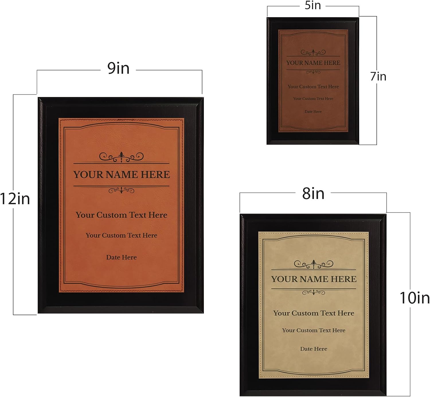 Certificate Award Theme, Black Wood Frame Customizable Leatherette Award Plaque | Easel Mount Option | Recognition of