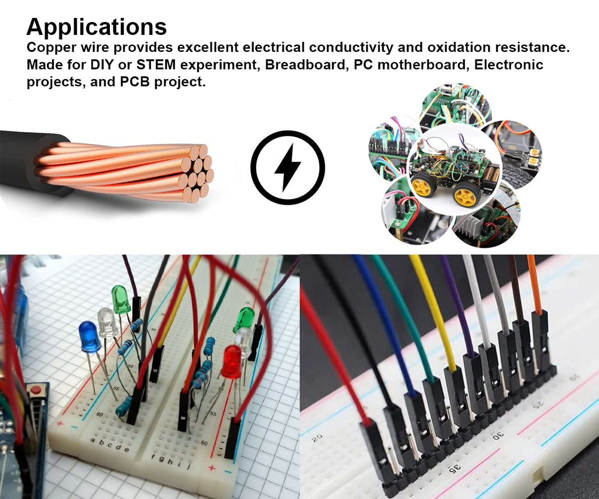 120pcs Multicolored Dupont Wire M-M,M-F,F-F for Breadboard Jumper(20cm/8in)