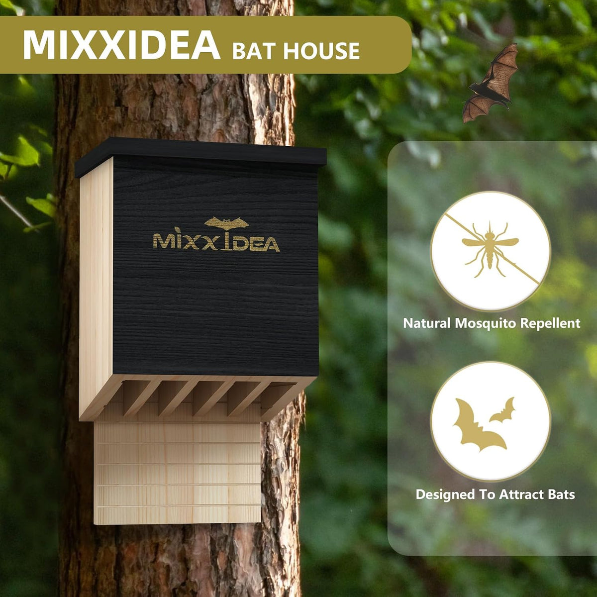 Bat House Bat Box Double Chamber Outdoor House Nursery Bat Shelter Habitat Big bat Box Handcrafted from Cedar Wood