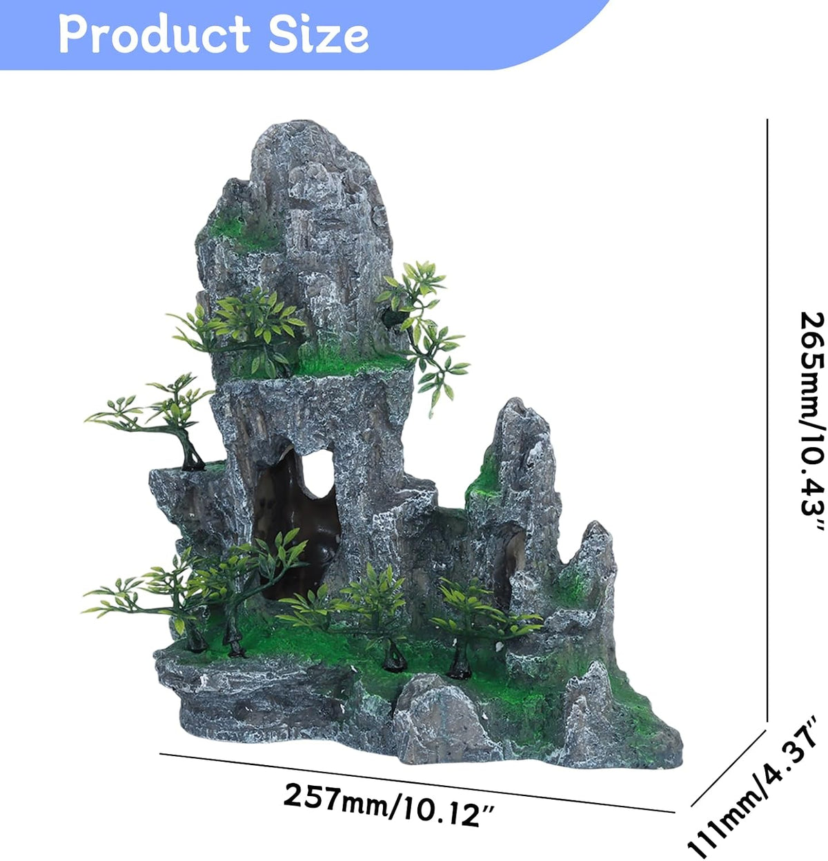 Extra Large Aquarium Decorations, Resin Castle and Artificial Rock with Plants (Ancient Temple with Mountain) Fish