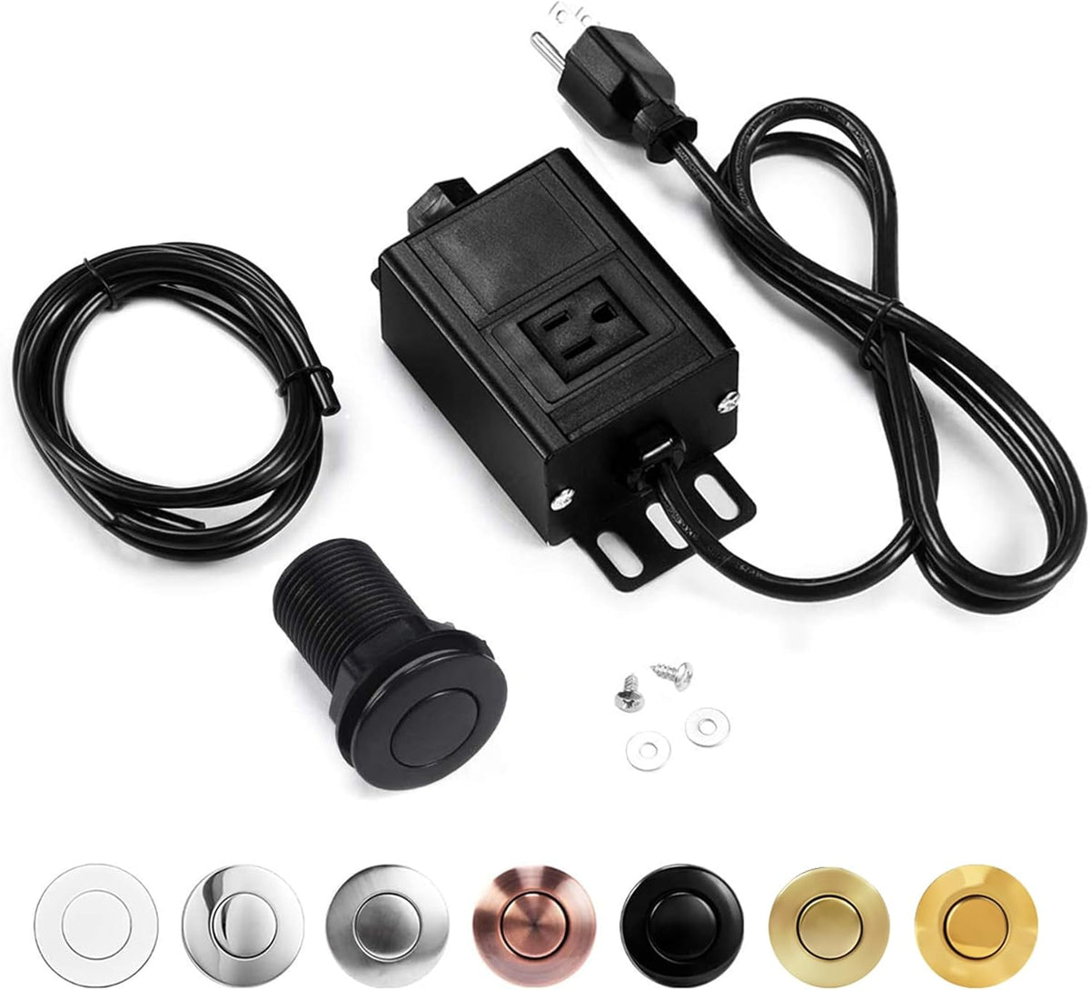 Sink Top Air Switch Kit Garbage Disposal Part by CLEESINK (SHORT/2.5", Black)