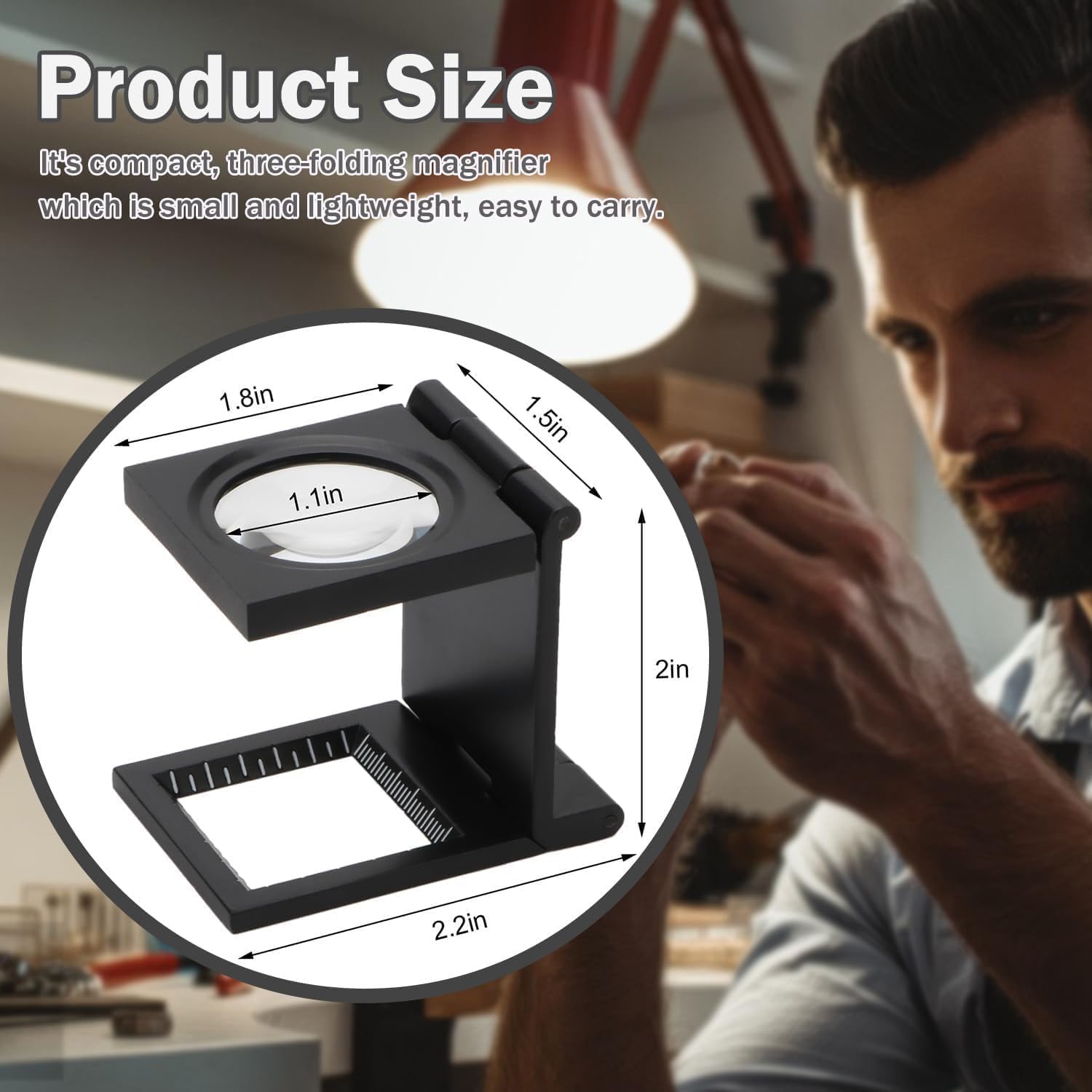 10X 28MM Pocket Magnifier Small Folding Jewelers Loupe | Three-folding Magnifying Glass with storage bag, mini