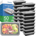 50 Pack (100-Piece) 38 oz Meal Prep Containers Reusable with Lids