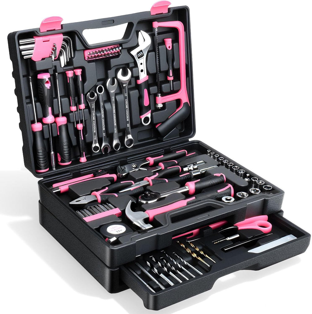 Tool Set- 412 Piece Home Repair/Auto Tool Kit, Storage Organizer with Drawers, Toolbox Storage Case for Women & Men